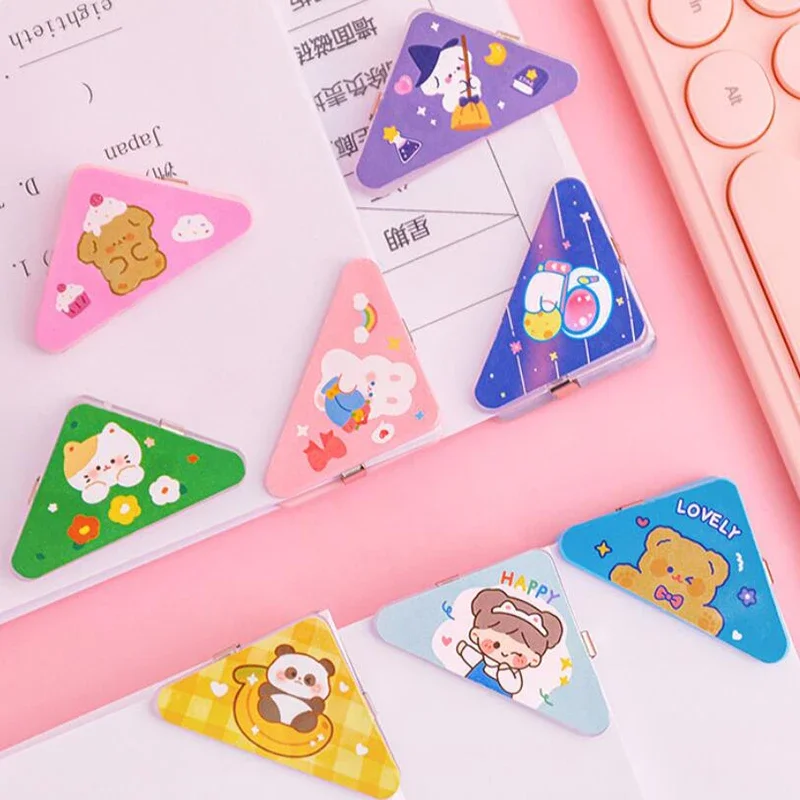 5pcs Kawaii Triangle Corner Clips Cute Bookmarks Page Holder Paper Clips File Index Photo Clamp Korean Stationery Desk Organizer