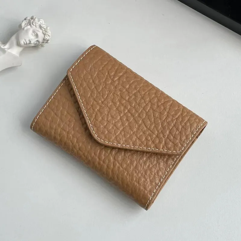 Genuine Leather Lady Wallet 2023 New High-End Elephant-Print Short Money Clip Multi-purpose Pocket Cowhide Purse