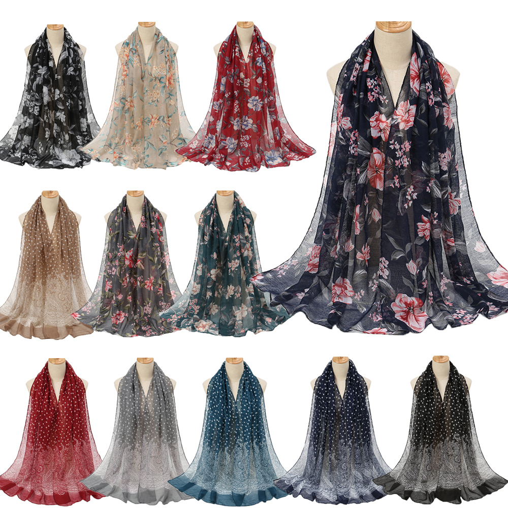 2024 New Printed Shawl Floral Voile Scarf Turban new Muslim Hijab Headscarf 2025 Wrap Bandana Bufandas Pashmina Foulard Turbante Mujer