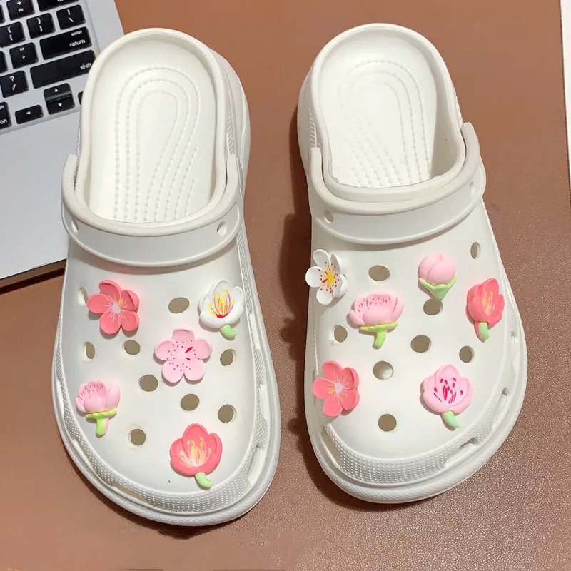 2024 Hot Salling Colorful Flowers Resin Hole Shoe Charm Accessories Diy Shoe Buckle Decor Fit Pins shoes Charms Kid Party Gift