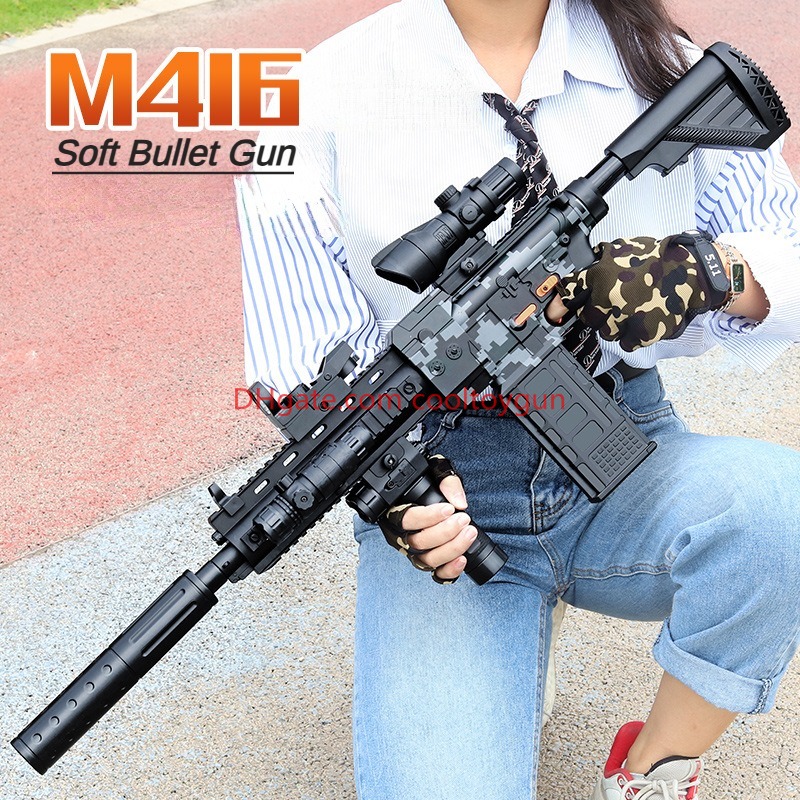 Electric M416 Soft Bullets Toy Gun Detachable Submachine Gun Foam Darts Model Outdoor Cs Pubg Game Prop Look Real Collection Birthday Gifts For Boys F