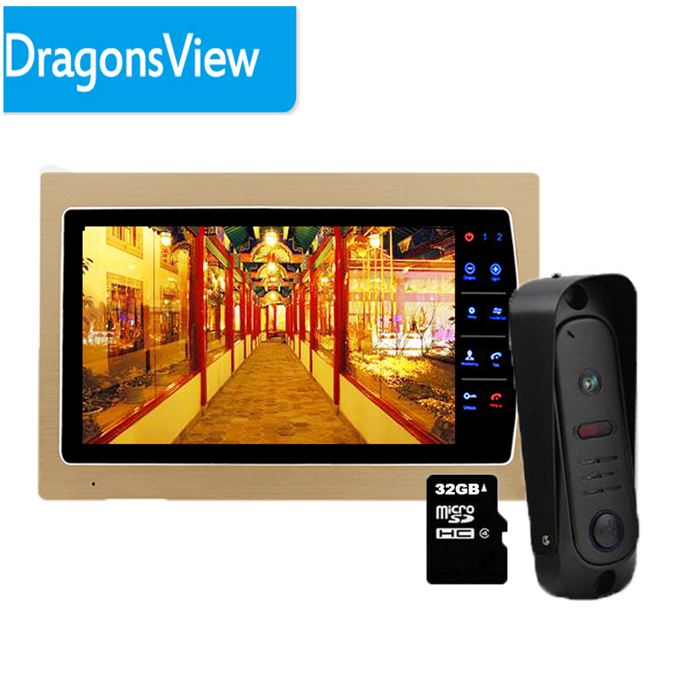Dragonsview 7 Inch Video Door Phone with Doorbell Camera Video Intercom System Record HD for Villa and Apartment Night