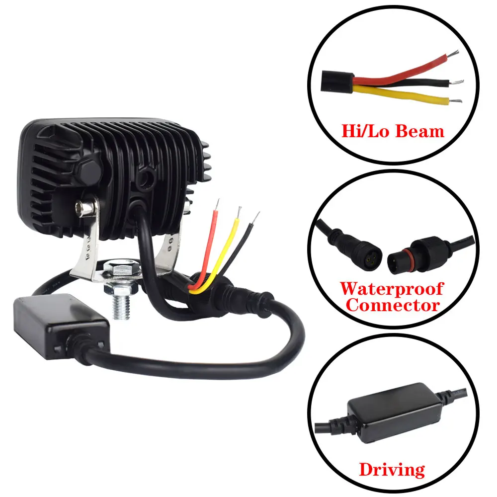 JALN7 ATV UTV Led Light 3 Inch 2pcs PODS Spotlight 20W Motorcycle Driving Headlight MOTO High Low Beam Car Fog Lamp