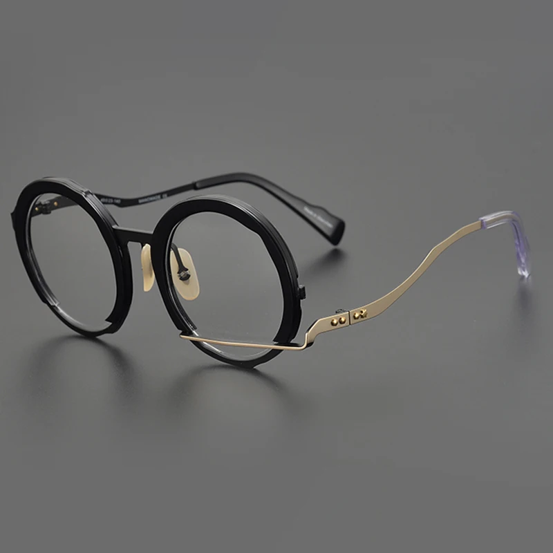 Retro glasses frame men top quality pure alloy tideway optical eyewear Myopia reading women round personalized eyeglasses