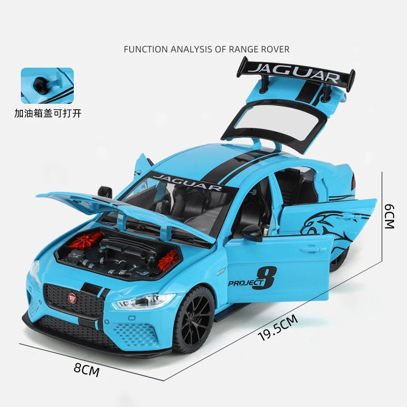 1:24 XE SV Project 8 Alloy Car Diecasts & Toy Vehicles Car Model Sound and light Pull back Car Toys For Kids Gifts