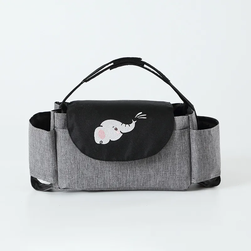 Mommy Bag for Cart Basket Baby Accessories Stroller Bag Diaper Pouch Large Capacity Flip Two Bottles Cup Holder Caddy Organizer