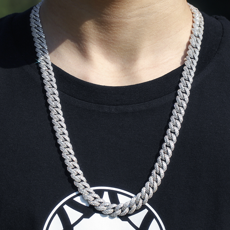 18k Gold Plated cz 10-12mm wide Hip Hop Iced Out Jewelry Bling vvs Moissanite Diamond Miami Cuban Link Chain Necklace Men