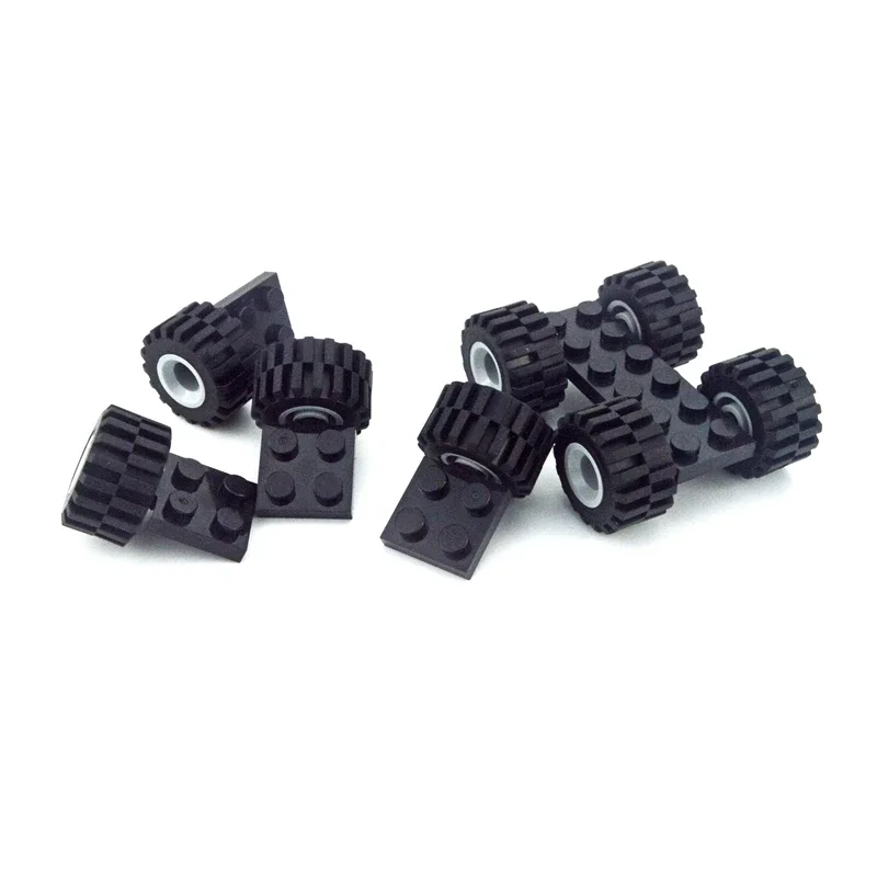 48/80Pcs Mini Wheel Tyre Shaft Plate Axles Pack Set Car Tires Building Blocks Technical Part Truck Vehicle Accessories Brick Toy