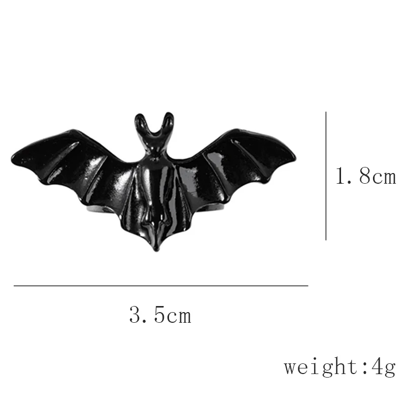 Punk Halloween Bat Ring Gothic Black Vampire Wing Adjustable Finger Rings