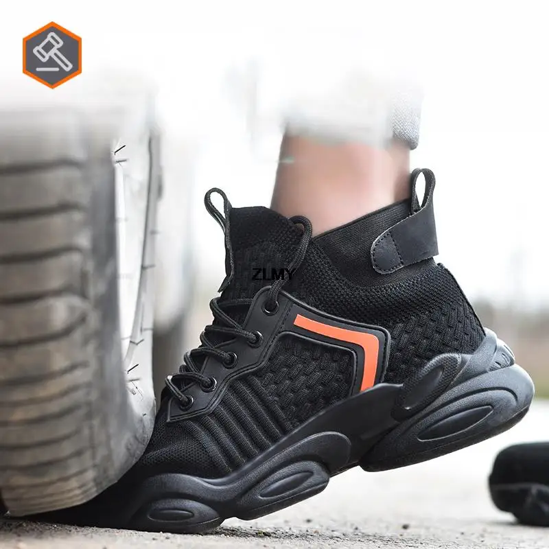 High Top 2025 Men Safety Shoes European Standard Steel new Toe Sneaker Puncture Proof Industrial Work Safety Boots Breathable Work Shoes