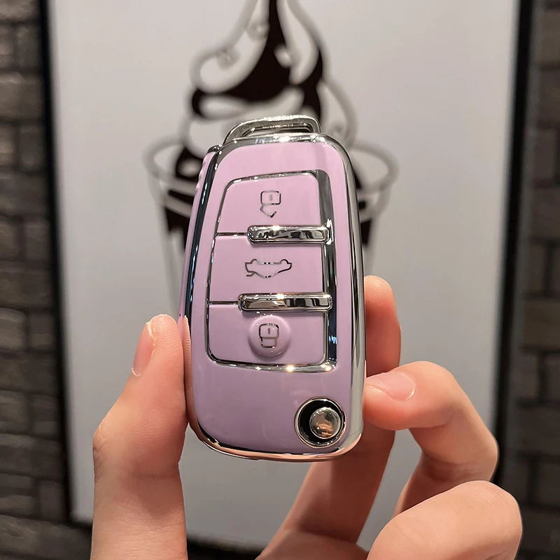 Car Key TPU Folding Car Key Case Cover for Audi Models - 3 Buttons Multi-Color H250113