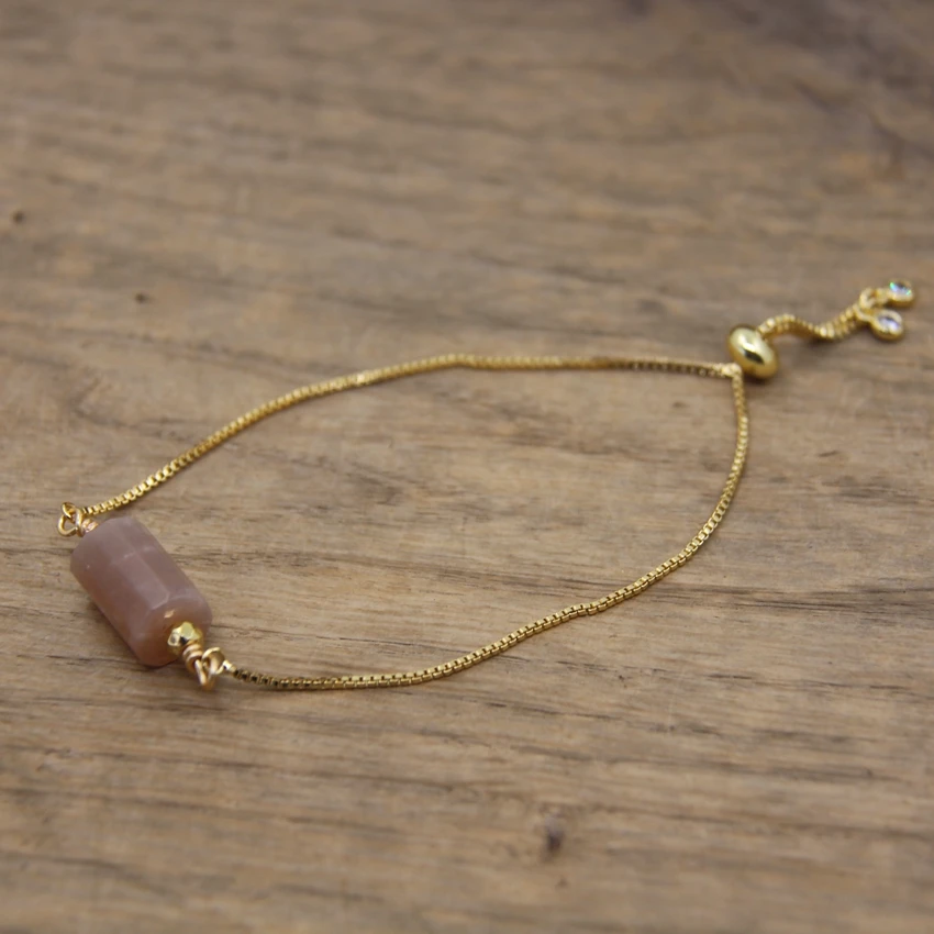 2025 Faceted Natural Gems Gold Color Chains new Adjustable Bracelets Lapis Amethysts Labradorite Crystal Single Bracelet Jewelry QC2001
