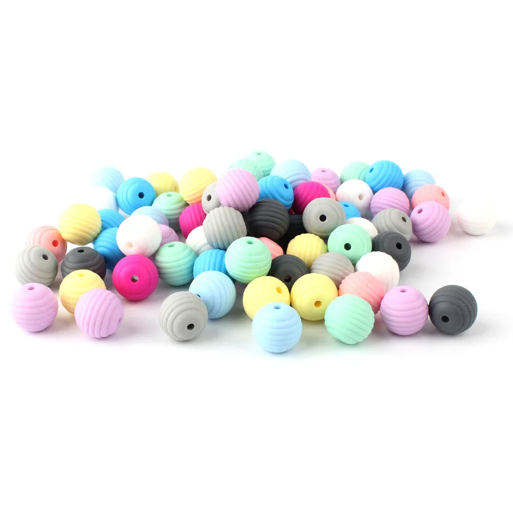 2025 20Pcs 15MM Round Spiral Silicone Beads BPA Free Chewable Baby Teething new Toys Care Infant DIY Pacifier Chain Accessories