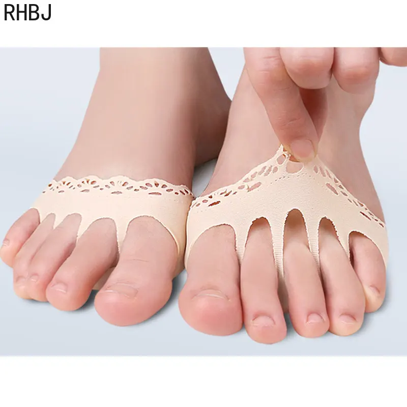 RHBJ 2pcs/set Five Toes Forefoot Pads for Women High Heels Half 2025 InsolesSilicone Insoles new Gel Insoles Breathable Foot Care Tool