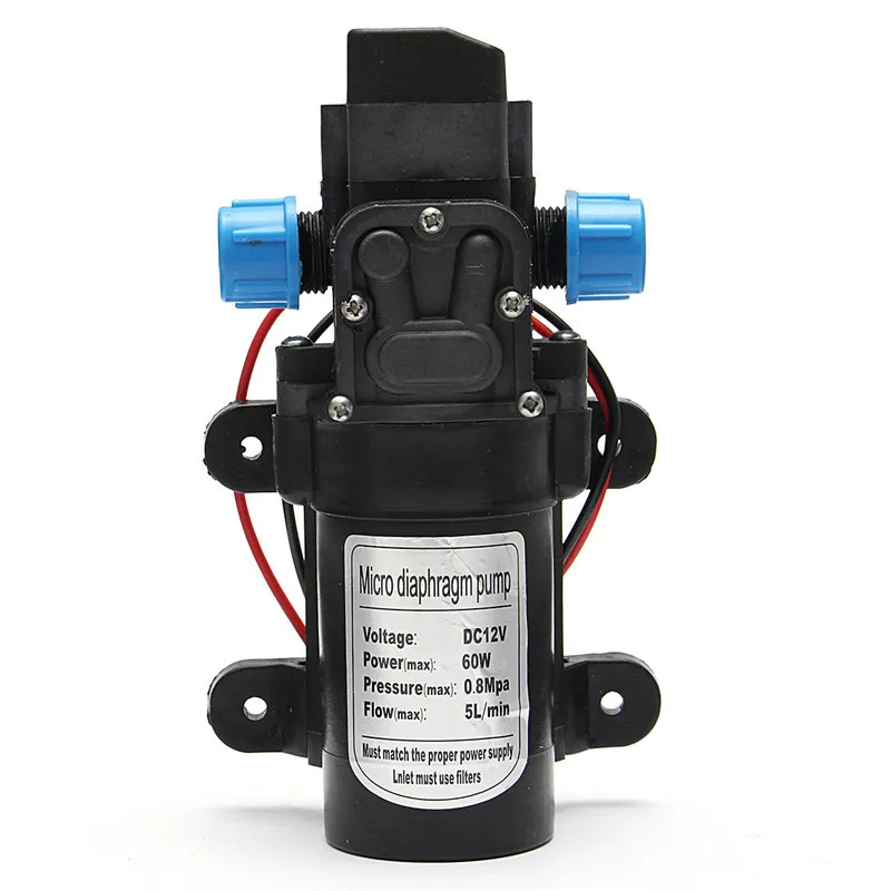 DC 12V 120PSI 5L/MIN Agricultural Electric Water Pump Black Micro High Pressure Diaphragm Water Sprayer Car Wash