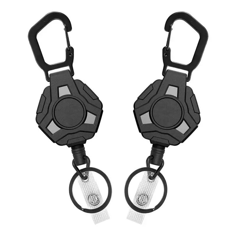 Retractable Keychain Heavy 2025 Duty Belt Clip Polygonal Keychain Clip Heavy Duty Carabiner Badge Holder new Keychain With Carabiner