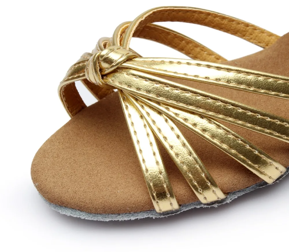 Classica Children Salsa Latin Dance Shoes kids Tango Ballroom Cha-Cha Dancing Sandals Soft Suede Sole 3.5cm Stable Low Heel C02D