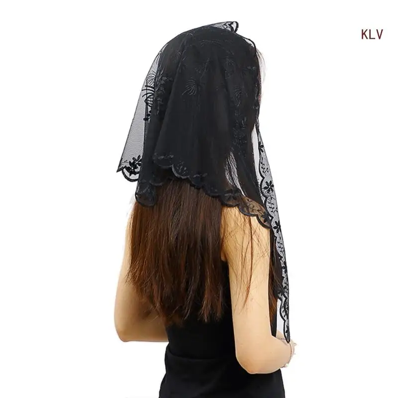Women Mantilla Veil Latin Mass Catholic Mass Church Veil Lace Traditional Mass Chapel Veil Embroidery Mantilla