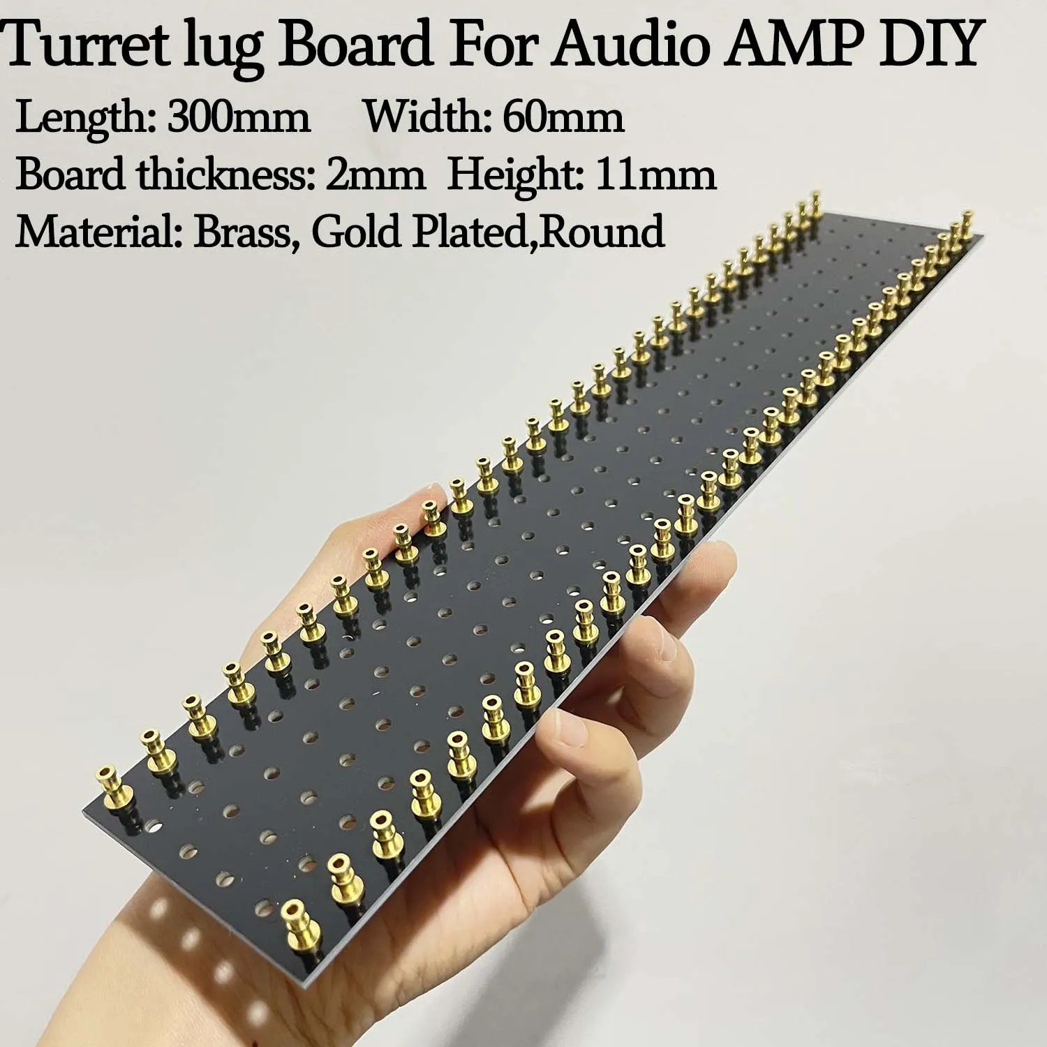 1PC 60 Posts Tag Strip Turret Lug Board Black Yellow Green Round Gold Plated For Hifi Vintage Audio Guitar AMP DIY 300*60*2mm