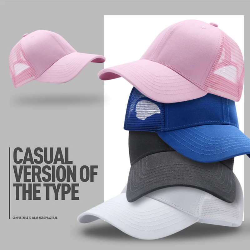 Summer new Casual Sun Hats Unisex Peaked Caps Mesh Breathable Baseball Cap Solid Color Printable Hip 2025 Hop Hats Advertising Caps