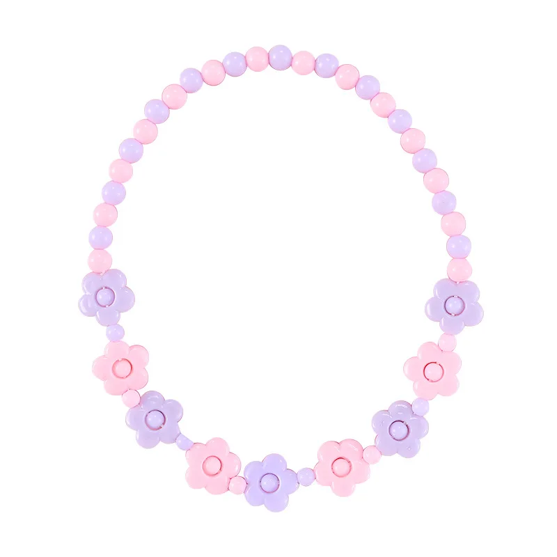Makersland Children's new Beaded Flower 2025 Bracelet Colorful Acrylic Flower Necklace Girls Children's Jewelry Sets Wholesale