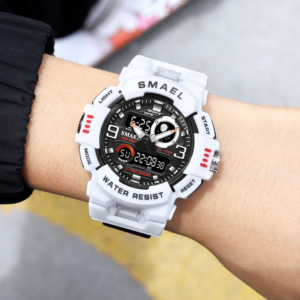 SMAEL Sport Watch new for Men LED Light Alarm Digital Clock 2025 Dual Time Display Auto Date Backlight Youth Quartz Wristwatches Male