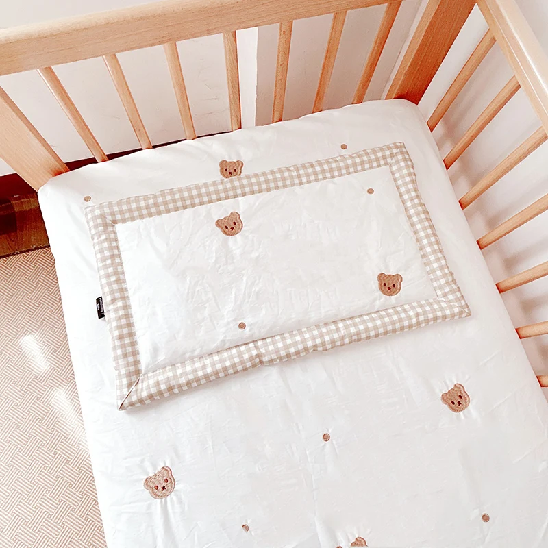 MILANCEL New Baby Low Pillow Infant Cute Embroidered Animals Pillow