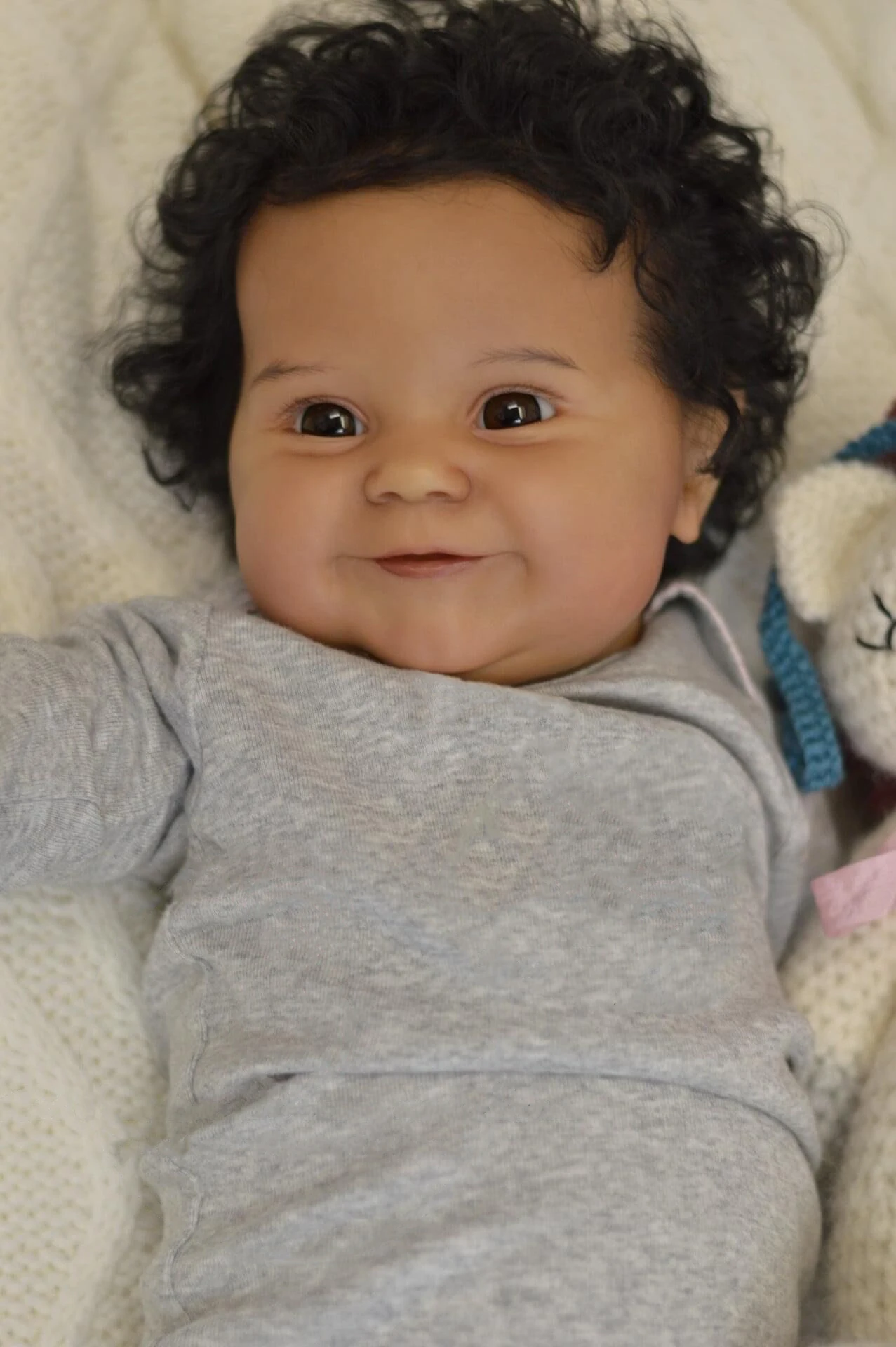 NPK 50CM Soft Body Flexible Reborn Baby Girl Maddie Black Skin African American Baby Handrooted Hair