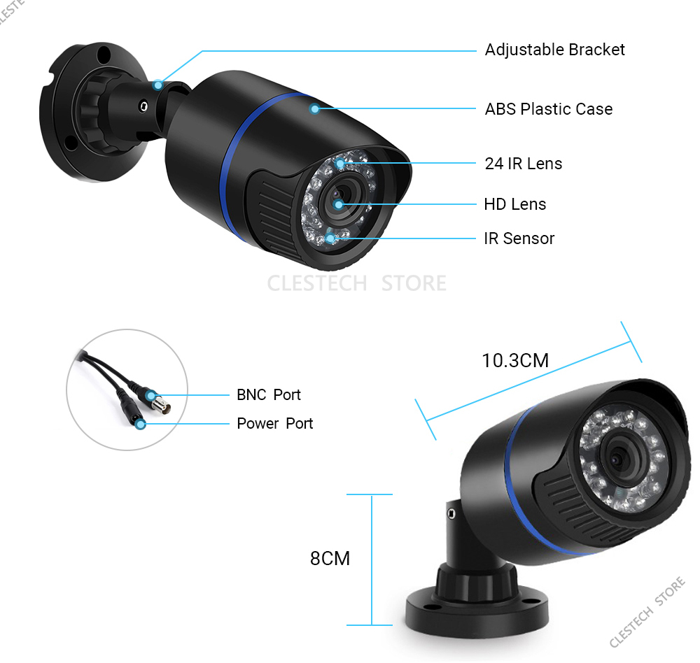 2MP All FULL AHD CCTV Camera HD 720P 1080P XVI-4in1 Digital Coaxial Waterproof IP66 Outdoor Security Surveillance have bracket
