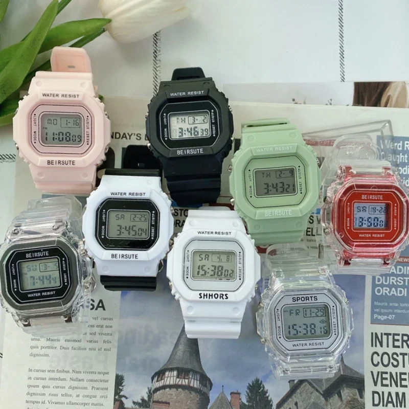 Digital Wristwatches Square Women Men Watches Sports Silicone Electronic Wrist Clock Kids Watch Reloj Mujer Clocks Dropshipping