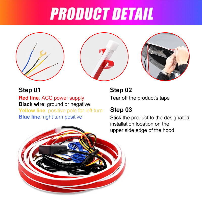 Hood Light Daytime Running Lights Automotive Supplies APP Control Multi-function Led neon Strip Running Lights For 12V Car