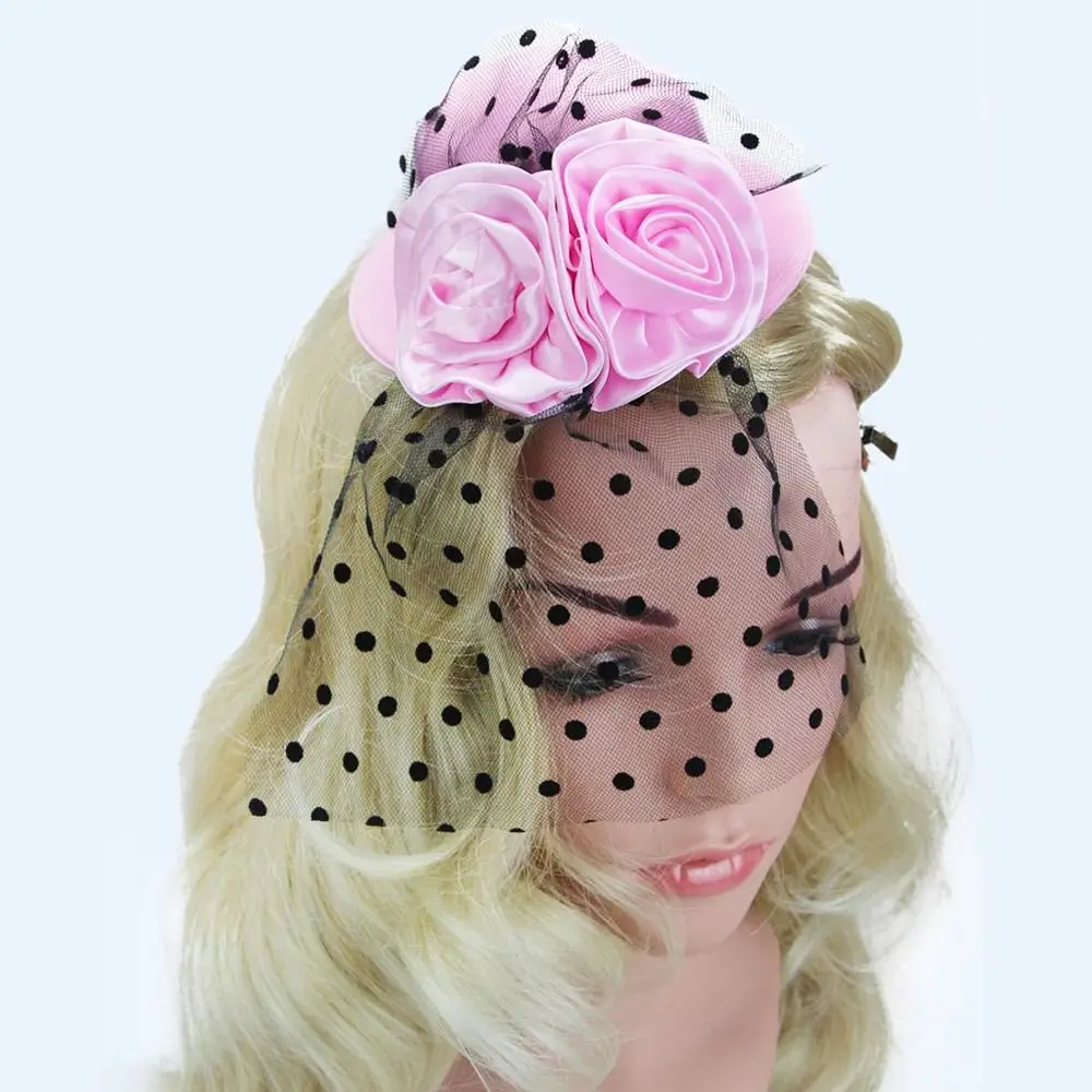Ladies Hairpin new Small Hat Headband Wedding Party Floral Hair 2025 Cap Flower Fascinator Hat Floral Mesh Veil Headdress