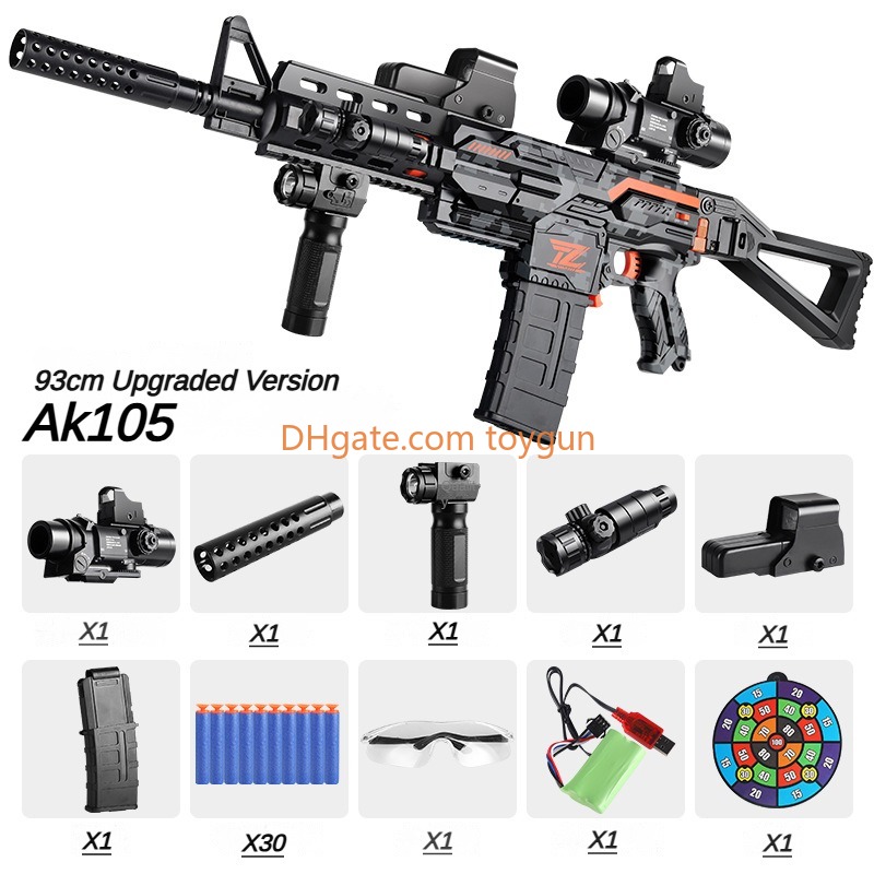 Electric M416 AK Soft Bullets Toy Gun Detachable Submachine Gun Continuous Firing Foam Darts Model Outdoor Cs Pubg Game Collection Birthday Gifts For 