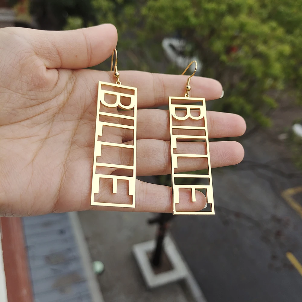 50mm-100mm Custom Name Earrings Customize 2025 Name Earrings Personality Big Brand Earring Rectangular Earrings for new Women's Jewelry