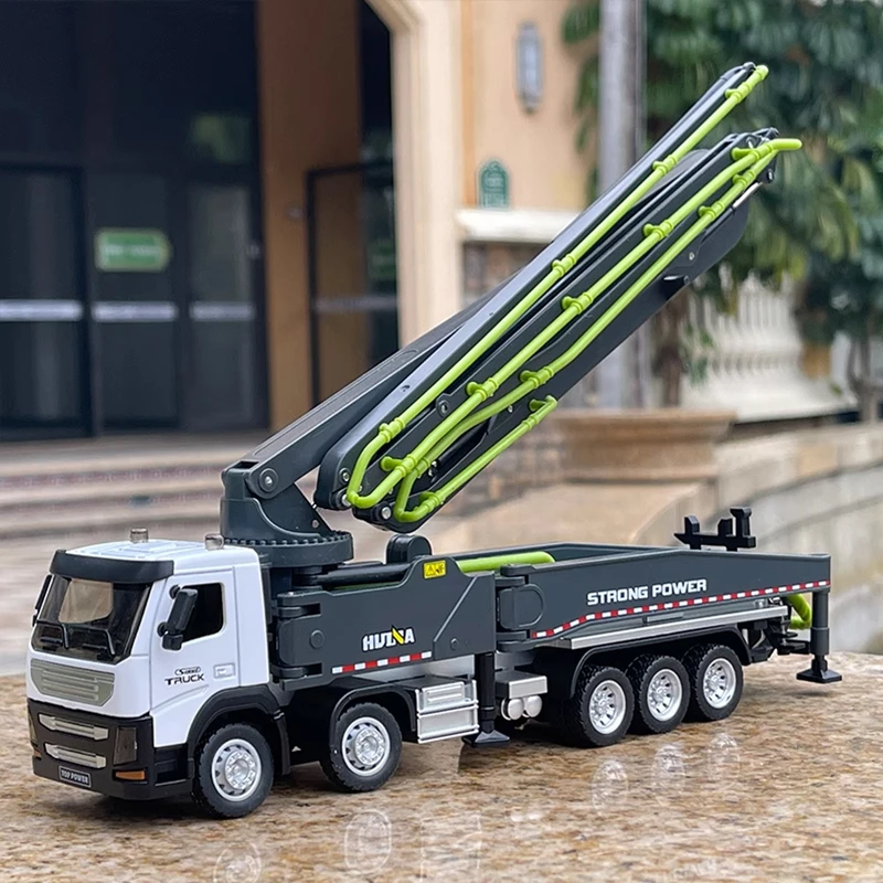 1:50 Diecast Metal Cement Pump Truck Model Concrete Conveyor Pump Truck Cement Transport Engineering Vehicle Car Model Kids Gift
