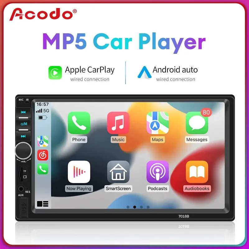 Acodo 2din Stereo 7inch Wired Carplay Radio Touch Screen Automotive Multimedia Bluetooth USB TF FM 2025 Radio Autoradio new MP5 Player