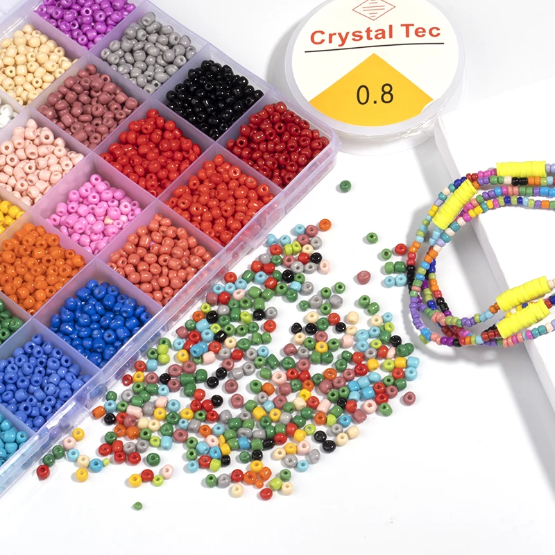 1280-19200pcs Glass Seed Beads Kit Pure Rice Beads Set DIY Bracelet Earring Jewelry Making Kits Letter Bead Crafts Accessories