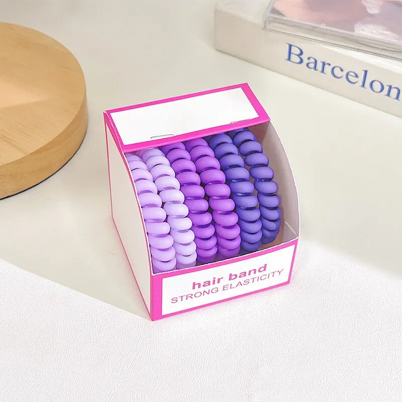6Pcs Set No Crease Ponytail Holders Spiral Coil Hair Ties for Girls Waterproof Phone Cord Elastic Hair Ties for All Hair Types