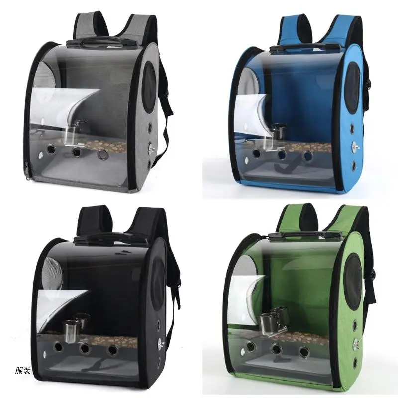 D0UD Parrot Backpack Carriers Bag Pet Bird Bubble Backpack Transparent Travel Cage 2025 with Stand Perch new Cup for Travel Hiking
