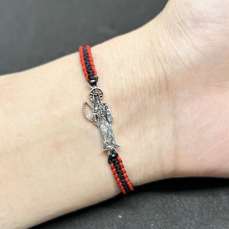 Mexican Red new Black Rope Braided Santa Muerte Bracelets 2025 for Men Women Gifts
