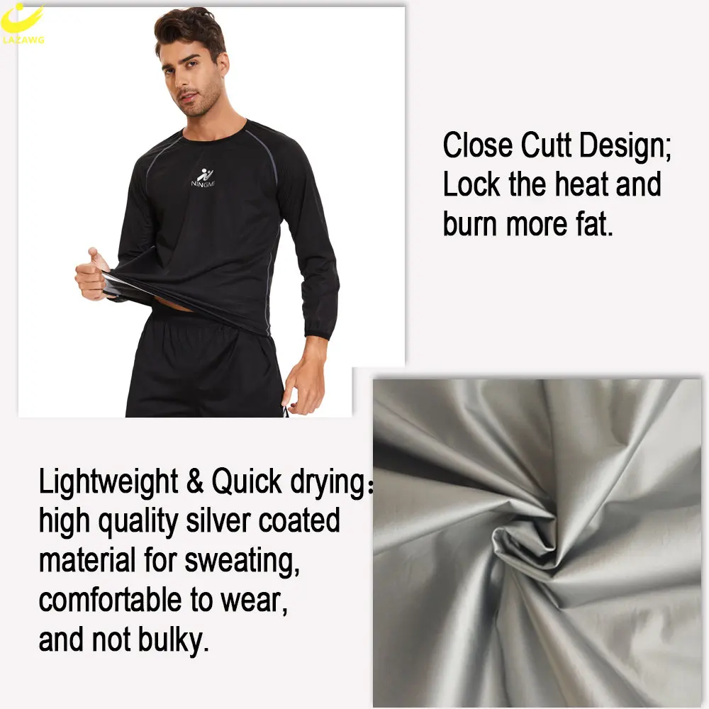 LAZAWG Men's new Sauna Top for Weight Loss Zipper Thin Long Sleeve Sweat Jacket Slimming 2025 Fat Burner Body Shaper Exercise Sportwear