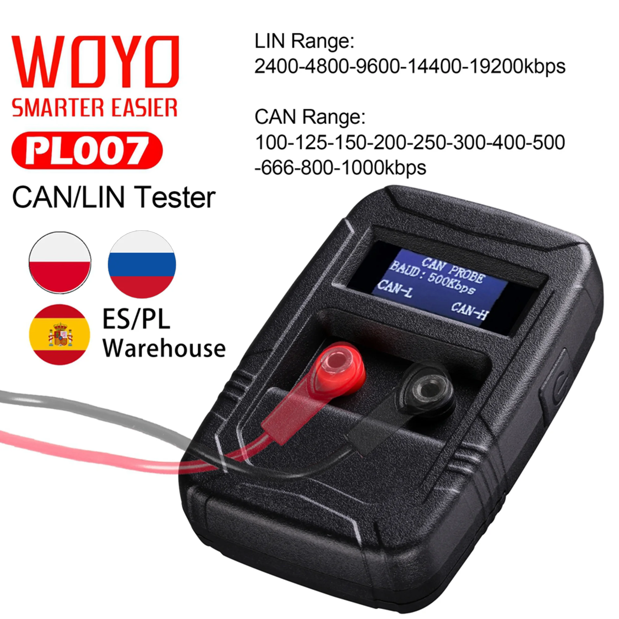 CAN BUS Analyzer Automotive tool for All Car, CAN BUS Tester Automatic Recognize CAN-H CAN-L, LIN BUS Analysis to Read Baud Rate