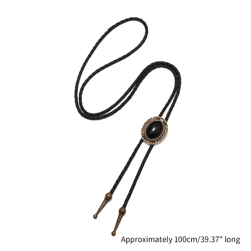 Adjustable Bolo Tie Popular Western Cowboy Teens Men Women Necklaces Dance Necktie Vintage Shirts Obsidian Pendant Wholesale