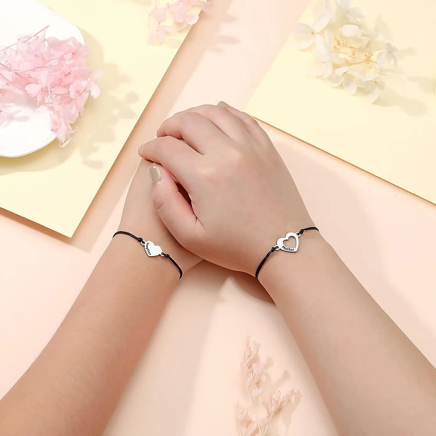 Matching Heart Mother Daughter Bracelets Back to School Bracelet Mommy and Me First Day of School Bracelet for Daughter Girls