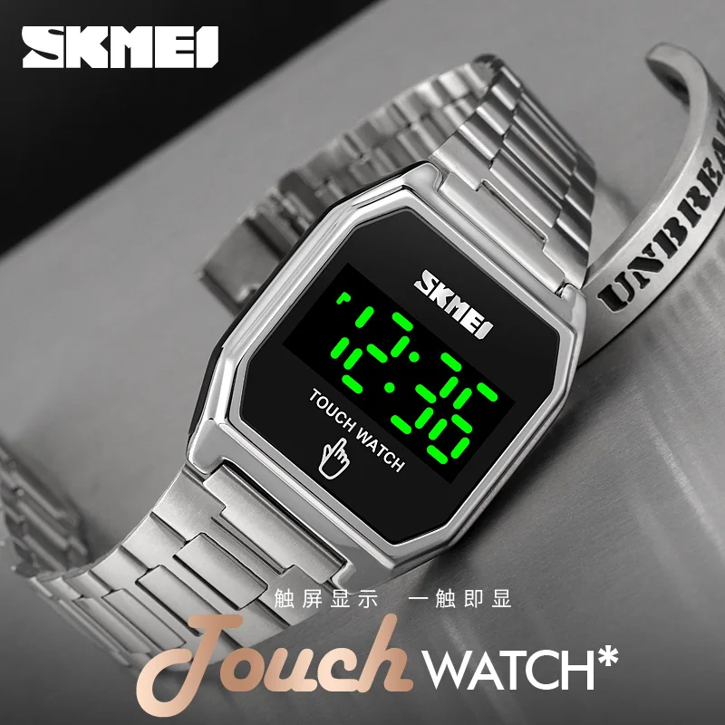 SKMEI LED Light Touch Date Time Electronic Watches Men Women new 2025 Full Steel Waterproof Digital Wristwatches reloj hombre