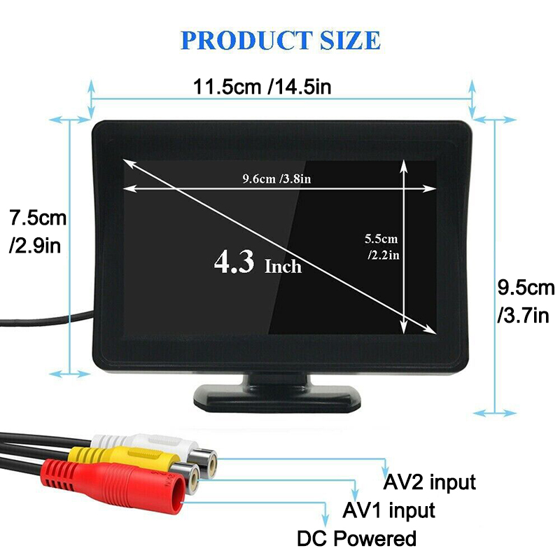 4.3Inch Car Reverse Monitor Rear View Camera Backup Camera Kit Car Monitor Display Parking System Rear view Reverse Monitor