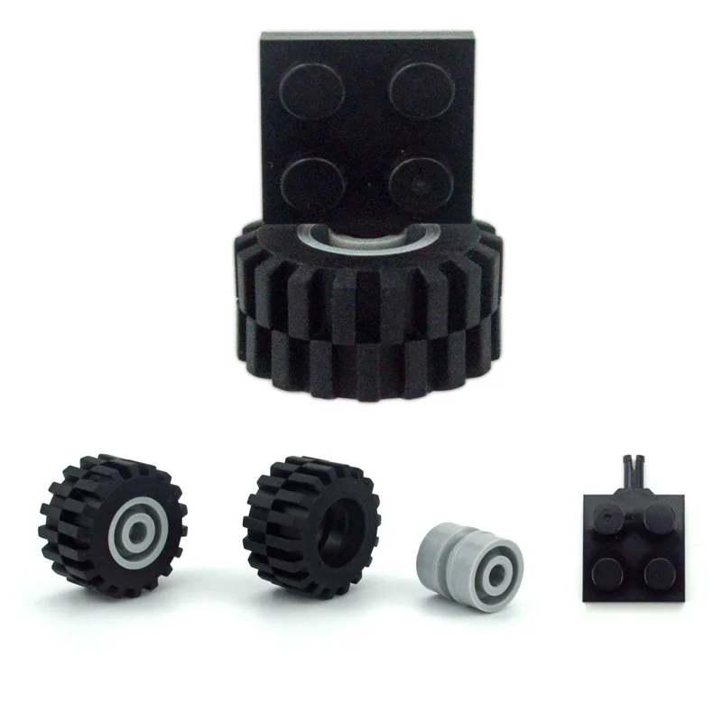 48/80Pcs Mini Wheel Tyre Shaft Plate Axles Pack Set Car Tires Building Blocks Technical Part Truck Vehicle Accessories Brick Toy
