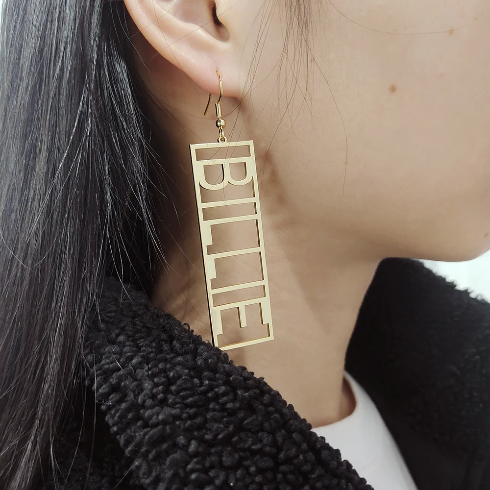 50mm-100mm Custom Name Earrings Customize 2025 Name Earrings Personality Big Brand Earring Rectangular Earrings for new Women's Jewelry