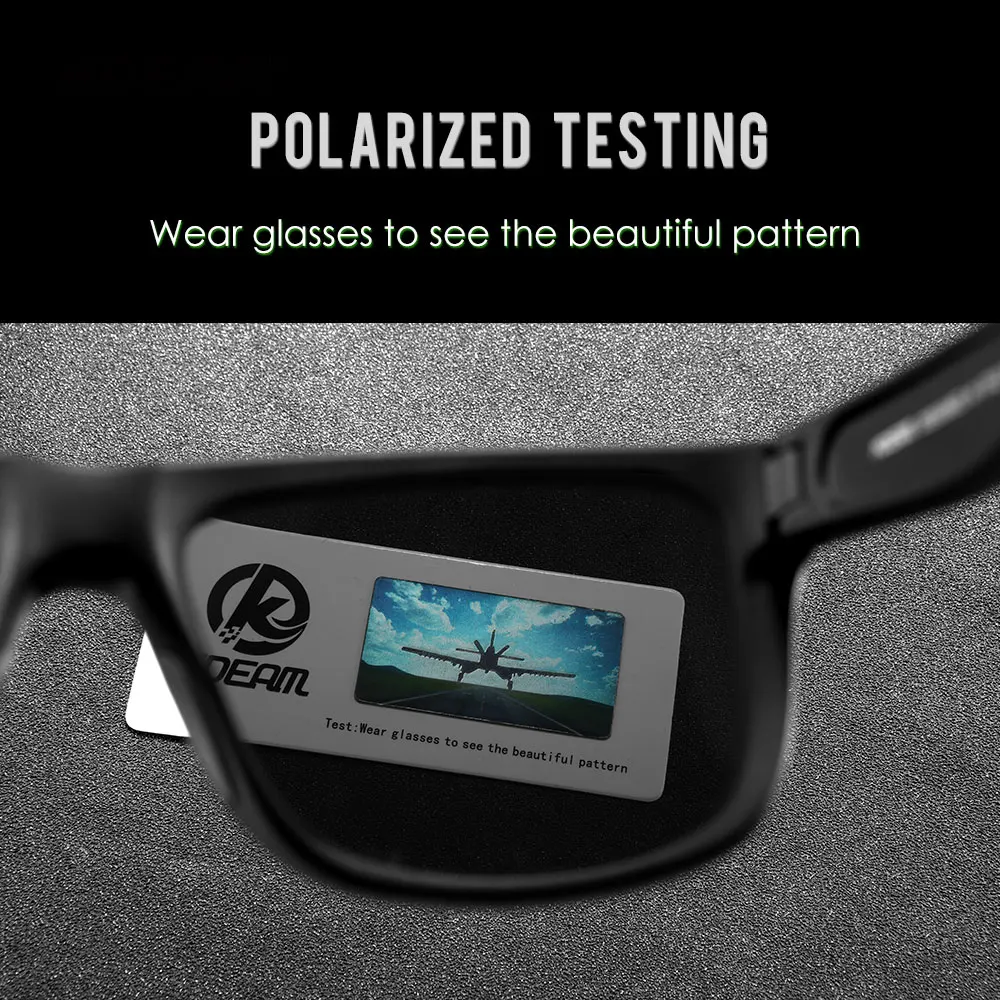 KDEAM Polarized Sunglasses Men Sports Tridimensional Brand Logo TR90 Square Sun Glasses All Black With Zipper Case KD0721