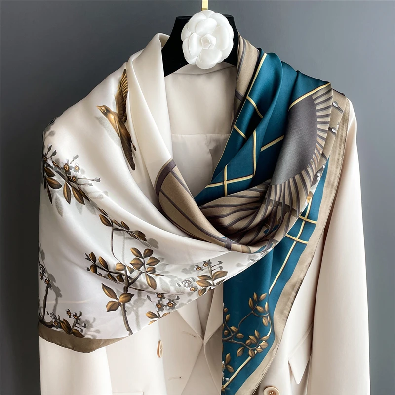 Silk Square Scarf Women Print Hijab Shawls Wraps Bandana new 2025 Female Foulard Headbands Muslim Headscarves Bufanda